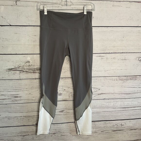 Athleta Salutation 7/8 Tight Colorblock Leggings Women's Size Small S Gray White - Picture 2 of 9